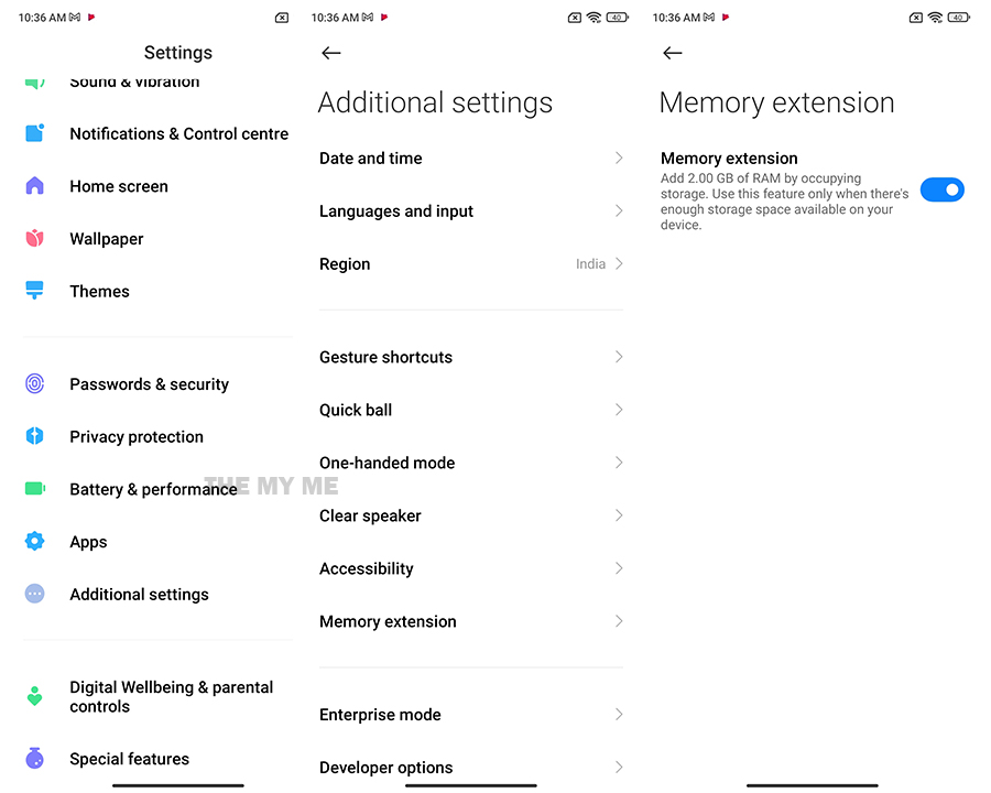 how to enable RAM Extension in Xiaomi
