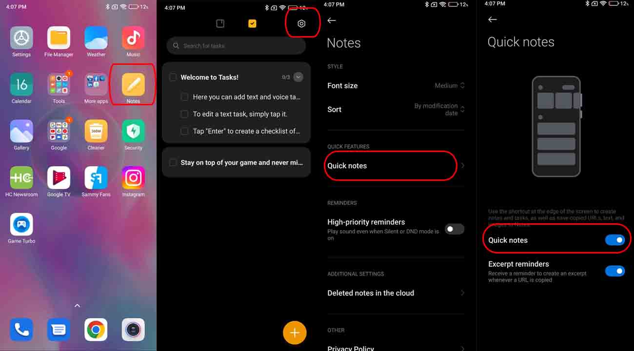 How to enable Xiaomi Notes App quickly