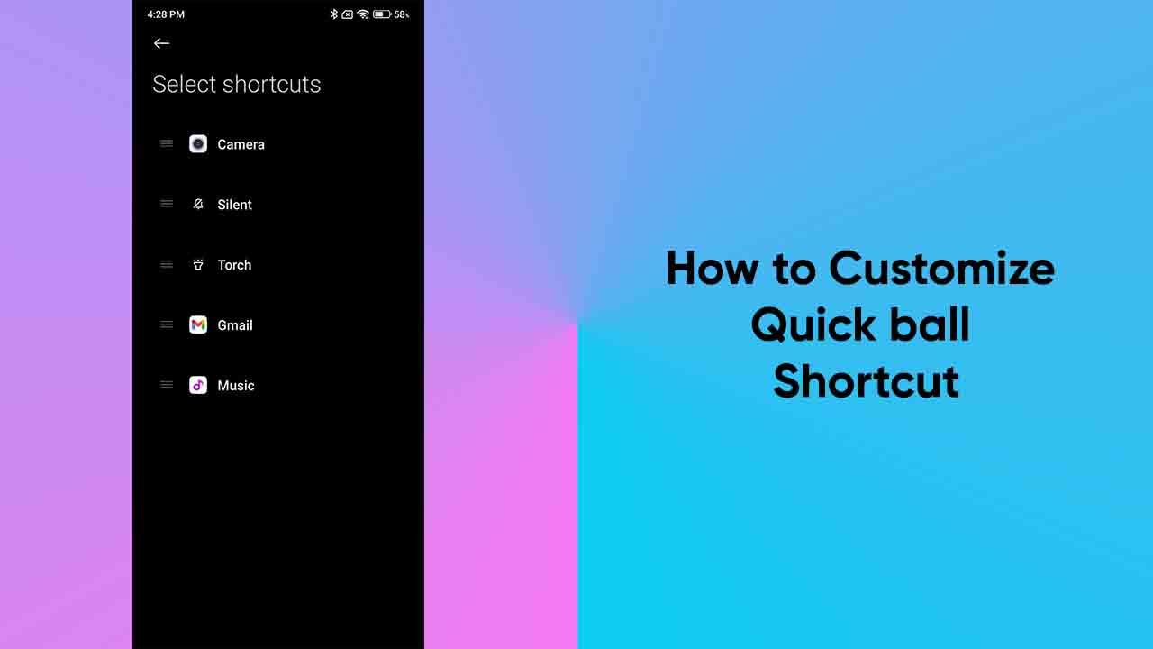 How to customize Quick ball shortcut 1
