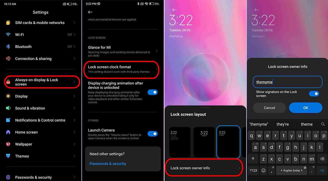 How to edit Lock screen owner info