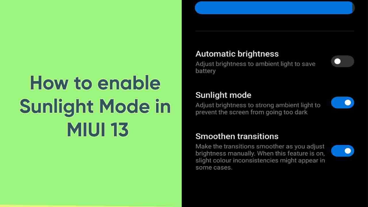 How to enable Sunlight Mode in MIUI 13