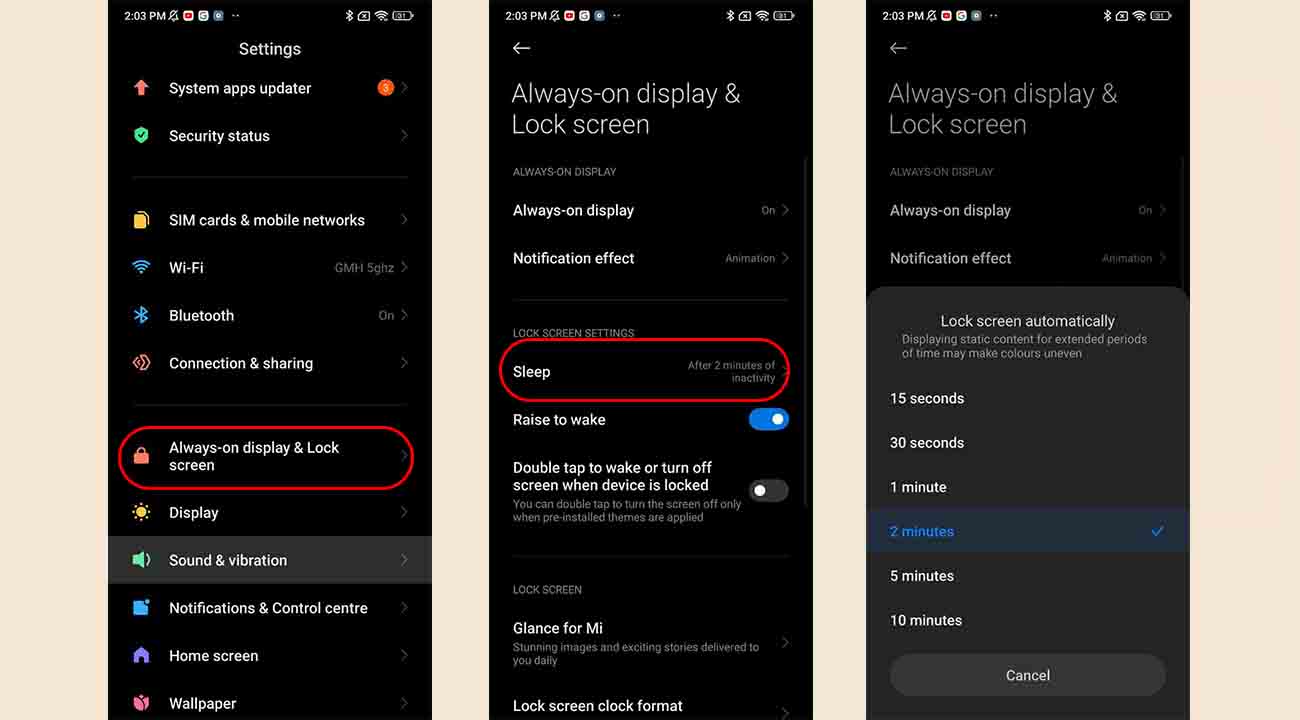How to set Lock screen Sleep time in Xiaomi MIUI 13