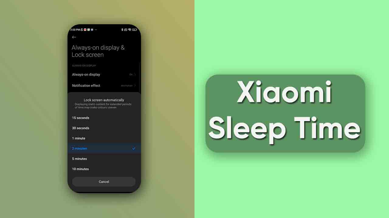 How to set Lock screen Sleep time in Xiaomi