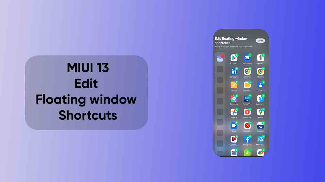 MIUI 13 edit floating window shortcuts