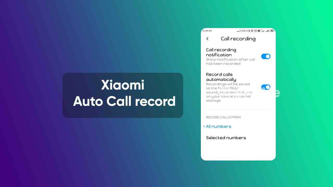 Xiaomi MIUI 13 Auto Call record